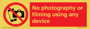 No photography or filming using any device